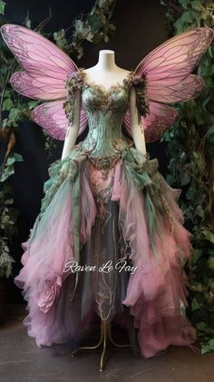 Fairy Midi Dress, Fairy Pink Outfit, Medieval Fairy Dress, Fairy Themed Outfit Aesthetic, Mystical Costume Ideas, Fairy Outfit Design, Pink Fairy Costume Women, Fairy Costume Outfit, Fantasy Fairy Dress