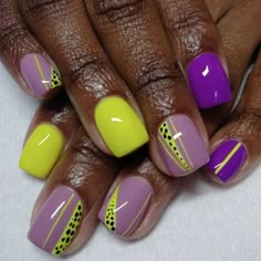 Nails For Black Women, Pedi Ideas, Art Designs Ideas, Purple Nail Designs, Nails Only, Yellow And Purple, Glam Nails, Dipped Nails, Gel Nail Designs