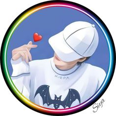 a person wearing a white hat and holding a red heart