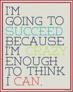 the words i'm going to be successful because i'm crazy enough to think i can