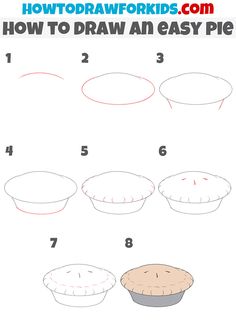 how to draw an easy pie step by step instructions for kids and beginners with pictures