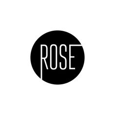 a black and white logo with the word rose