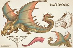 some type of dragon with different designs on it