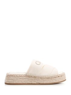 "Mila" sandal from Chloè with flatform straw wedge and rubber sole, cotton ribbon bands with embroidered CHLOE' logo. Sandal For Women, Chloe Logo, Chloe Sandals, Cotton Ribbon, Flatform Sandals, French Chic, Gorgeous Bags, Prada Shoes, Sneaker Wedge