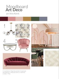 the mood board for an art deco project