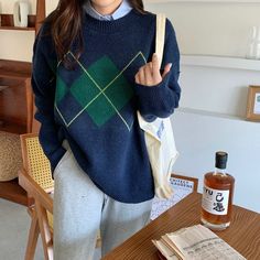 Free Size:Bust: 128cm/ 50.4 in, Length: 63cm/ 24.8 in, Sleeves: 48cm/ 18.9 inMaterial: Cotton Korean Sweater, Oversize Pullover, Pull Oversize, Sweaters Women, Oversized Sweaters, Sweater Knitting, Women Sweaters Winter, Sweater Outfit, Sweater Oversize