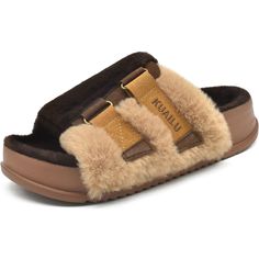 PRICES MAY VARY. FUZZY & on trend SLIPPERS FOR WOMEN: furry fluffy faux fur upper gives your feet the ultimate cozy,comfort,moisture wicking plush lining meets open toe design cares for the health of your feet and allows the toes to breathe freely. ADJUSTABLE & east slip on WOMENS Fur SANDALS:qualited double micro suede straps specially designed for all foot shapes,whether you have flat feet or high instep,narrow or wide feet. SOFT & CUSHIONING COMFY PLATFORM SLIPPERS:medium arch support with so Slippers With Arch Support, Sandal Slippers, Fuzzy Slides, Fur Sliders, Fur Sandals, Slider Sandals, Open Toe Slippers, Slide Slippers, Slides Women