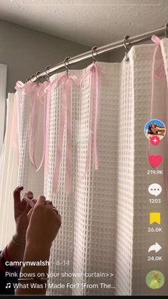 someone is taking a photo of their shower curtain