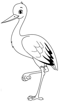 a cartoon bird with long legs and large beak