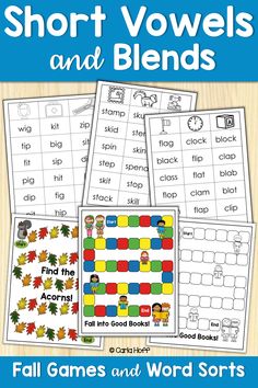 short o words and blends worksheets for fall with the text short o