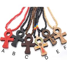 Mens Egyptian Ankh Cross Wood Pedant Punk Hip Hop Necklace Wooden Ball Chain 35" | eBay Cross Wood, Ankh Pendant, Egyptian Ankh, Ankh Cross, Map Pendant, Daily Jewelry, Wood Necklace, Beaded Statement Necklace, Hip Hop Jewelry