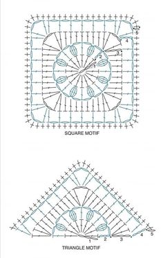 three different crochet patterns, each with the same stitching pattern on them