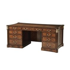 Aveneil Desk-Theodore Alexander-THEO-SC71004-Desks-1-France and Son Alexander Home, Traditional Desk, Pedestal Desk, Sales Desk, Luxury Furniture Brands, Theodore Alexander, George Iii, Mahogany Wood, Desk Furniture