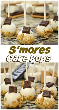 s'mores cake pops with chocolate on top