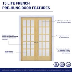 the parts of a french door with labels on it and instructions to install them in