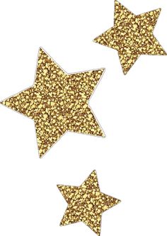 two gold glitter stars on white background