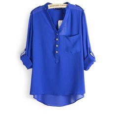 Chiffon Blouse Long Sleeve Women Blouses 2014 New Shirt Solid Fashion Ladies Blouses Feminine Casual Summer Shirts Free Shipping - http://www.freshinstyle.com/products/chiffon-blouse-long-sleeve-women-blouses-2014-new-shirt-solid-fashion-ladies-blouses-feminine-casual-summer-shirts-free-shipping/ Back School Outfits, Long Sleeve Summer Shirts, Long Sleeve Chiffon Shirt, Casual Blouse Shirts, V Neck Shirts, Blue Long Sleeve Shirt, Chiffon Long Sleeve, Blue V, Navy Shirt