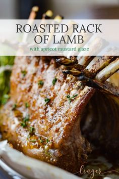 roasted rack of lamb with apricot mustard glaze and parsley on the side