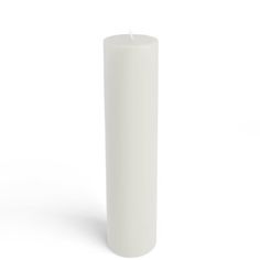 a white pillar candle on a white background