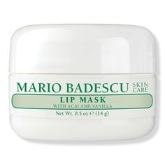 Lip Mask with Acai and Vanilla -  Mario Badescu's Lip Mask with Acai and Vanilla is an innovative, night treatment lip mask that consists of a blend of botanical extracts and oils that moisturizes overnight, for supple and hydrated lips by morning.    Benefits     Acai Berries: These super berries are incredible anti-ageing agents that are rich in Vitamin C, Vitamin A, Omega-3, Omega- 6, and Omega-9 fatty acids Vanilla: Sweet, uplifting and relaxing scent for your best beauty sleep   - Lip Mask Hydrated Lips, Mario Badescu Skin Care, C Vitamin, Facial Spray, Mario Badescu, Moisturizing Lip Balm, Lip Hydration, Lip Mask, Dry Lips