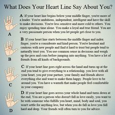 Palm Reading Charts For Beginners, Palmistry Hand, Heart Line, Random Tips, Witches Broom, Witchy Tips, Broom Closet