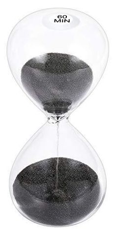 an hourglass with sand running through the bottom and inside it, on a white background