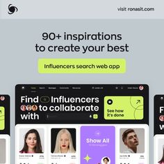 The main screen features a large list of different influencers, with options to filter them based on content theme, number of followers, and advertising price. Web Platform Design, Ux Mobile, Search Web, Web Platform, App Home, Webpage Design, The Platform, Web App Design, App Ui