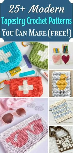 crochet patterns with text that reads 25 modern tapestry crochet patterns you can make free