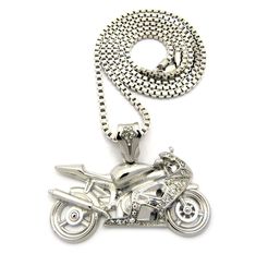 PRICES MAY VARY. Color : Gold or Silver Pendant Size : 2.35" x 1.65" Necklace : 3mm 30" Box Chain The pendant displays luxurious quality iced out with high quality Lab diamonds Silver Motorcycle, Box Chain Necklace, Necklace For Girlfriend, Mens Jewelry Necklace, Girls Necklaces, Jewelry Cleaner, Silver Chain Necklace, Box Chain, Lab Diamonds