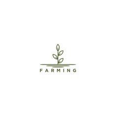 a logo for a farm with a plant growing out of the ground and words farming on it