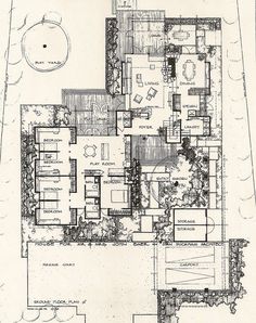 an old house plan with lots of rooms