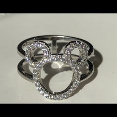 Sterling Platinum Disneyparks Crislu Open Icon Mickey Ring Size 6 6 Rings, Ring Color, Womens Jewelry Rings, Platinum, Ring Size, Women Jewelry, Size 6, Ring, Silver