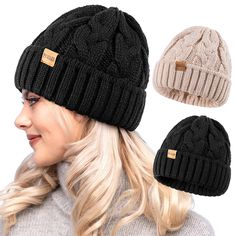 PRICES MAY VARY. Warm and Stylish: This set includes two women's winter hats crafted from soft and thick knit material, providing excellent warmth and comfort. Soft Fleece Lining: Each hat features a plush fleece lining inside for added warmth and a luxurious feel against the skin. Classic Design: Designed with a timeless ribbed knit pattern that complements any winter wardrobe. Versatile Use: Ideal for outdoor activities in cold weather, such as skiing, snowboarding, or simply walking around to Winter Hat Craft, Knitted Beanie Hat, Cute Beanies, Girl Beanie, Twist Pattern, Hat Knit, Outdoor Hats, Knitted Beanie, Womens Winter