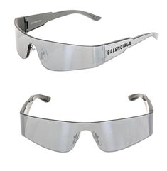 Balenciaga Silver Sunglasses, Sleek Shield Sunglasses With Mirrored Rectangular Lenses, Sleek Rectangular Shield Sunglasses With Mirrored Lenses, Poison Snakes, Futuristic Things, Balenciaga Glasses, Futuristic Accessories, Chrome Sunglasses, Balenciaga Accessories