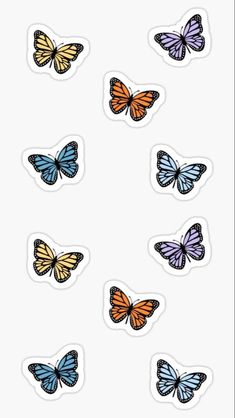 six different colored butterflies sticker