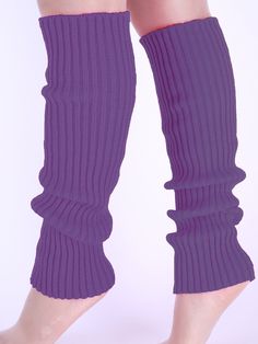 Purple  Collar  Fabric Plain Leg Warmers Embellished   Women Socks & Hosiery Purple Leg Warmers, Strawberry Shortcake Costume, Cute Halloween Outfits, Basic Accessories, Leg Warmers Pattern, 80s Workout, Dance Socks, Purple Acrylic, Knit Leg Warmers