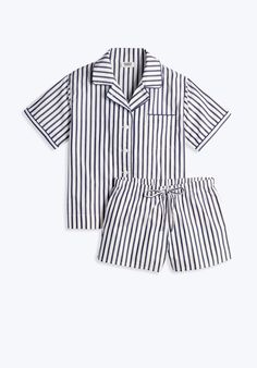 SLEEPY JONES | Corita Set in Navy Breton Stripe Sleepy Jones, Masc Outfits, Cute Pajama Sets, Women's Sleepwear, Women's Pajamas, Sleep Wear, Cute Pajamas, Pajama Party, Elastic Waist Shorts