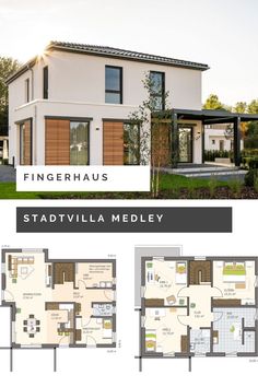 the floor plan for a modern house with two story and three bedroom, one bathroom