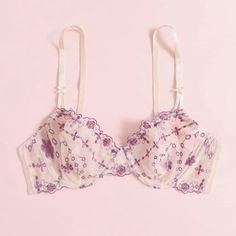 2 Luvlette Unlined Floral Bras! One Is Blue And The Other Is Gold. Really Beautiful With Such Cool Embroidery, Just Ended Up Being Slightly Too Small For Me. I Love This Brand- If They're Your Size, I Can Pretty Much Guarantee You'll Love Them. (34b, But Could Probably Work For A 36b Too) Cool Embroidery, Romantic Pattern, Cute Bra, Women Bras, White Lace Bra, Lacy Bra, Pretty Bras, Floral Bra, Cute Bras