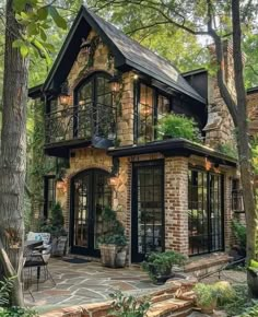 a very nice looking house in the woods