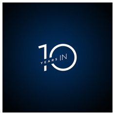 the 10 years in logo is displayed on a dark blue background