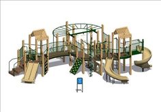 an image of a children's play area with slide and climbing equipment in it