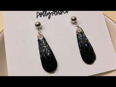 sparkly black uv resin earrings diy - YouTube