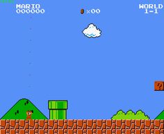 an old - school video game with mario running