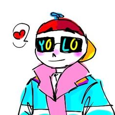 a drawing of a person wearing sunglasses and a pink jacket with the word yo lo on it