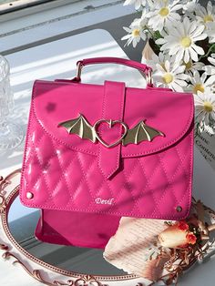 This price is for a bag, a long shoulder strap and the ita bag net insert only,the contents and others are not included.   	 		 			Size 			Free Size 		 		 			Width 			22.5 		 		 			Height 			18 		 		 			Depth 			8 		 		 			Window Width 			9 		 		 			Window Height 			11.5 Hot Pink Outfit, Ita Bag, Bag Details, Wings Design, Pink Outfits, Bat Wings, A Bag, Alternative Fashion, Free Size