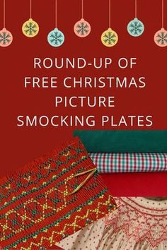 round - up of free christmas picture smocking plates with text that reads round - up of free christmas picture smocking plates