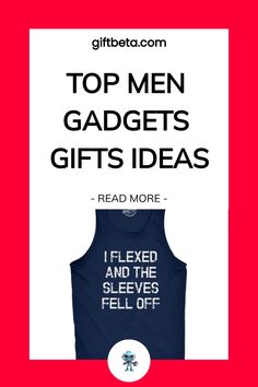 the top men gadgets gifts ideas are on display in front of a red background