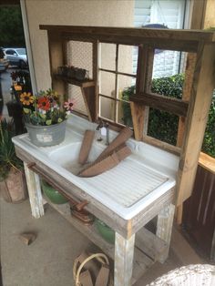 a sink in the shape of an old window