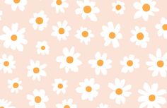 an orange and white flower pattern on a pink background